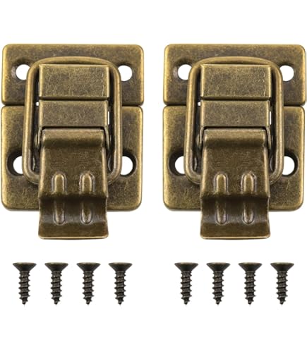 5 PCS Antique Bronze Latch Hasps Vintage Locks Decorative Brass