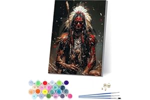 Peinture a Numero Adulte Indians, Painting by Numbers for Adults Man, DIY Craft Kits for Adults, Peinture a Numero with Brush
