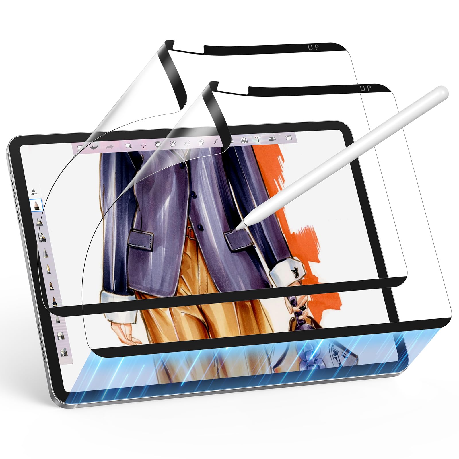 Photo 1 of ESR 2 Pack iPad Pro 13 Inch M4 Paper-Feel Magnetic Screen Protector 2024, Write and Draw Like on Paper, Detachable and Reusable, Matte Finish