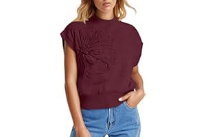 Women's Knit Sweater Vest Floral Print Slimming Lightweight Pullover Top Breathable Elegant Casual Wear