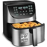 Gourmia Air Fryer - 8 Qt Extra Large Capacity, FryForce360º, Digital Display with 12 Presets, Roast, Bake, Broil, Dehydrate, 