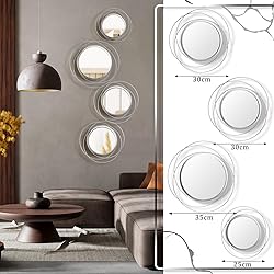Hicarer 4 Pcs Decorative Wall Mirror Round Modern
