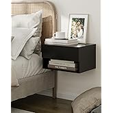 Modern Black Floating Nightstand with Drawer, Small Wall Mount Shelves | Small Space Saver, Modern Minimalist Design, Wall Mounted Shelves, for Bedroom, Bathroom, Living room, Easy Assembly, Black
