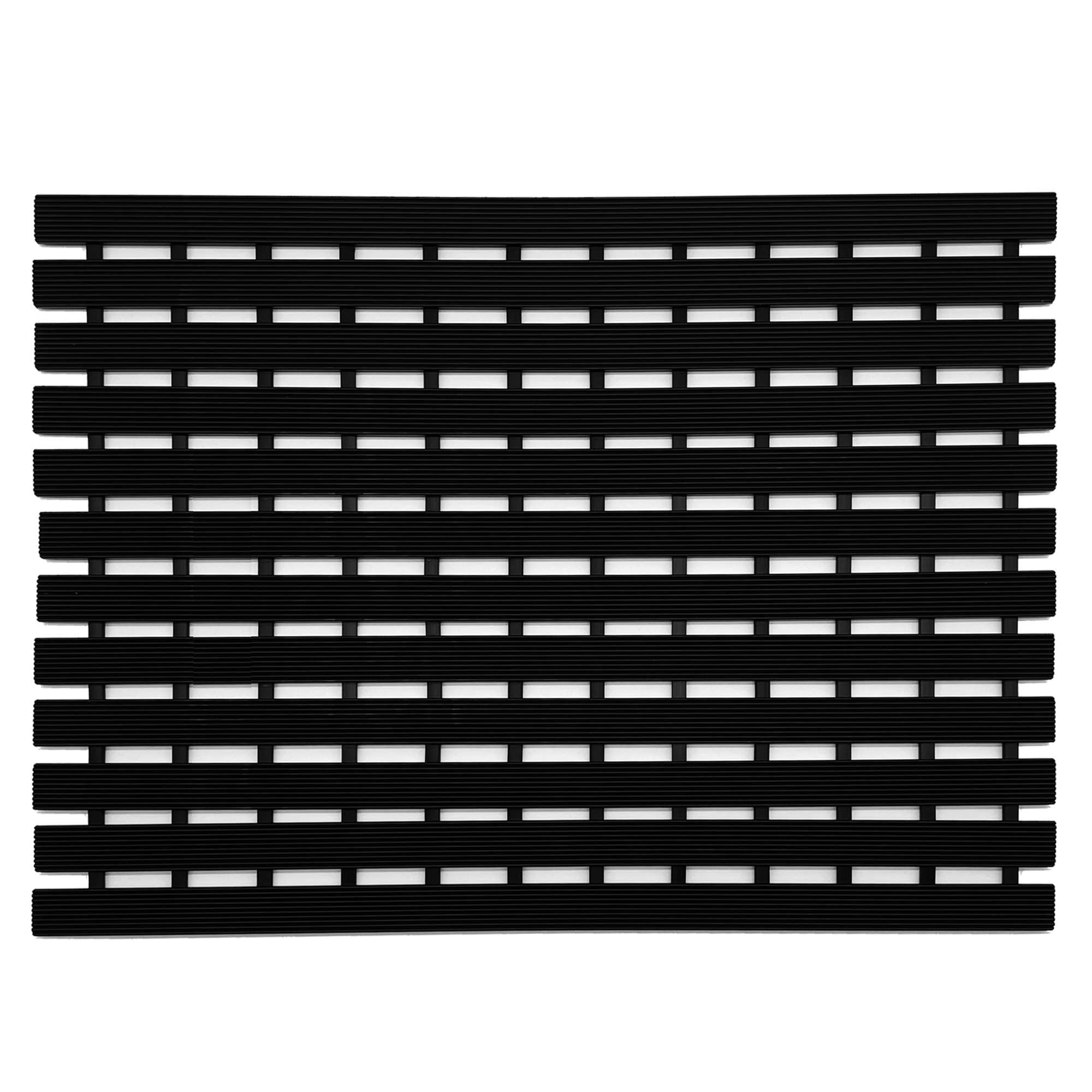 Nicoman Shower Drying Mat Non-Slip Bath Drainage Matt Slatted Duckboard Design| BLACK - (61x43cm / 24x17 inches)
