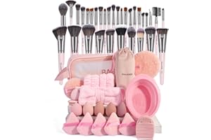 MAANGE Makeup Brushes 54 Pcs Makeup Tool Set, Multi-functional Makeup Kit Premium Synthetic Brush Make up Brushes Set for Women Girl (Pink, 54 Pcs)