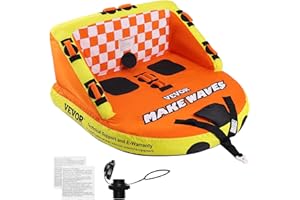 VEVOR Towable Tube for Boating, 1-4 Riders Inflatable Towable Tubes with Deck Seats and Backrest, 340/510/680 lbs Water Sport Tube,Full Nylon Cover, EVA Grab Handles and Speed Safety Valve