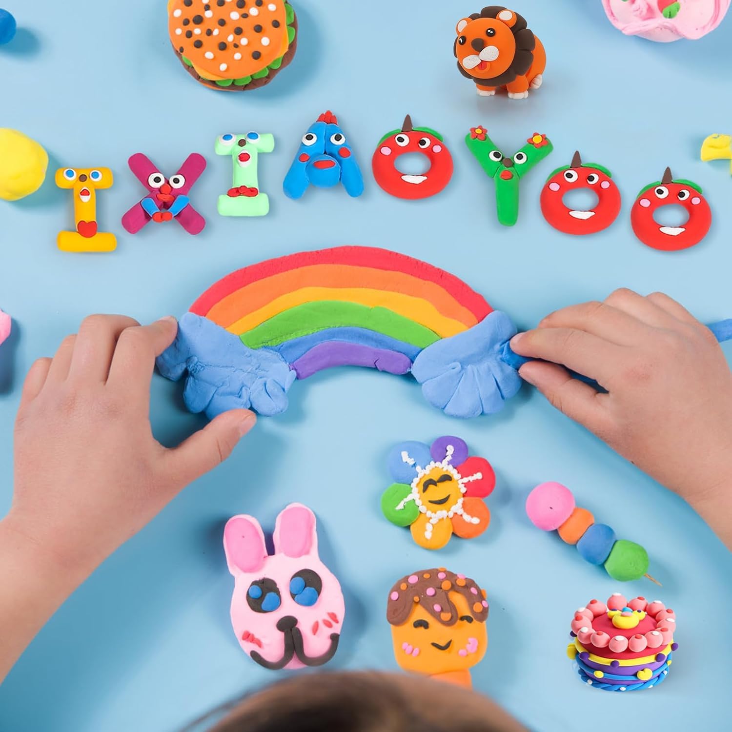 Ixiaoyoo Air Dry Clay, 64 Colors Modelling Clay for Kids, Soft & Non-Sticky, Creative DIY School Arts & Crafts Kit, Birthday & Christmas Toys Gifts for Age 3 4 5 6 7 8+ Years Old Boys Girls Kids