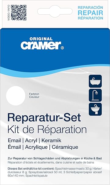 Cramer 16002_2 Sanitär Reparatur-Set für Keramik, Email und Acryl, reinweiß