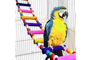 TARANDUS Bird Toys for Parrots Parrot Bridge, Swing Toys, and Ladders for Macaws, African Greys, Budgies, Cockatiels & Parakeets - Wooden Bird Ladder and Swing Toys for Play and Training (10Inch- 4 Ladders)