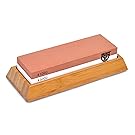 GRÄWE Wetzstein Körnung 1000/3000 - Schleifstein aus Korund mit rutschfestem Bambus-Halter