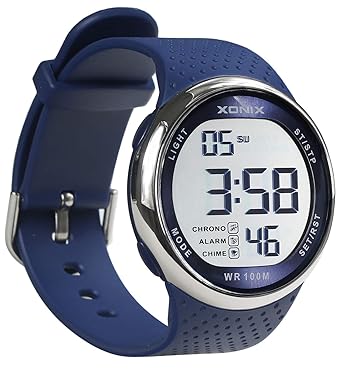 TOMORO Vogue Mens 100M Waterproof Tpu Resin Band Large Digits Digital Dive Outdoor Sports Watch - Can Be Pressed Underwater - Blue