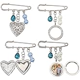 CHGCRAFT 4Pcs 2 Styles Photo Brooch Charms Alloy Rhinestone Bezel Brooches Pin Wedding Bouquet Charm Coat Shirt Suit Collar Accessories for Wedding Memory