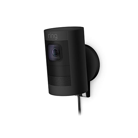 Die neue Ring Stick Up Cam Wired HD-Sicherheitskamera mit Gegensprechfunktion, Schwarz, funktioniert mit Alexa