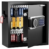 KornerBatl 65 Key Heavy Duty Lock Box Wall Mount for Keys with Code | Electronic Key Cabinet with Key-Out Tags, Deposit Slot, Adjustable Hooks, Silent Mode, LED Light For Key Storage Management