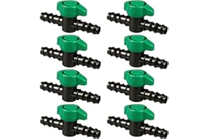 JOYPRO 1/2 Inch Drip Irrigation Barbed Valve, 8 Pack Drip Irrigation Parts 1/2" Shut Off Valves for 1/2 Inch Drip Irrigation Tubing (.570-.620" ID), Drip Switch Valves for Garden Irrigation System