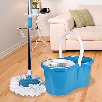 JOANA Spin Mop 360° Blau Wischmop Set Wisch Mop Eimer Wischer Aufnehmer System Cleaner