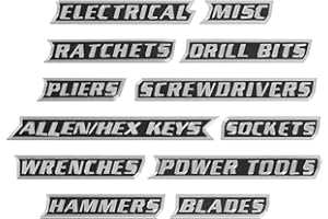 12 Pack Magnetic Tool Box Labels, Durable & Reusable Magnetic Toolbox Labels for Tool Chest Drawers, Garage Storage & Worksho