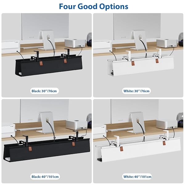 ZILINK NO DRILL UNDER DESK CABLE MANAGEMENT TRAY 30″ CORD ORGANIZER FOR TABLE CLAMP/SCREW MOUNT DESK CABLE MANAGEMENT STURDY WATERPROOF FABRIC CORD HIDERS FOR OFFICE, HOME