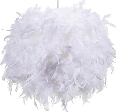 Klass Home Collection 40cm White Feather Light Shade Pendant Ceiling Lamp