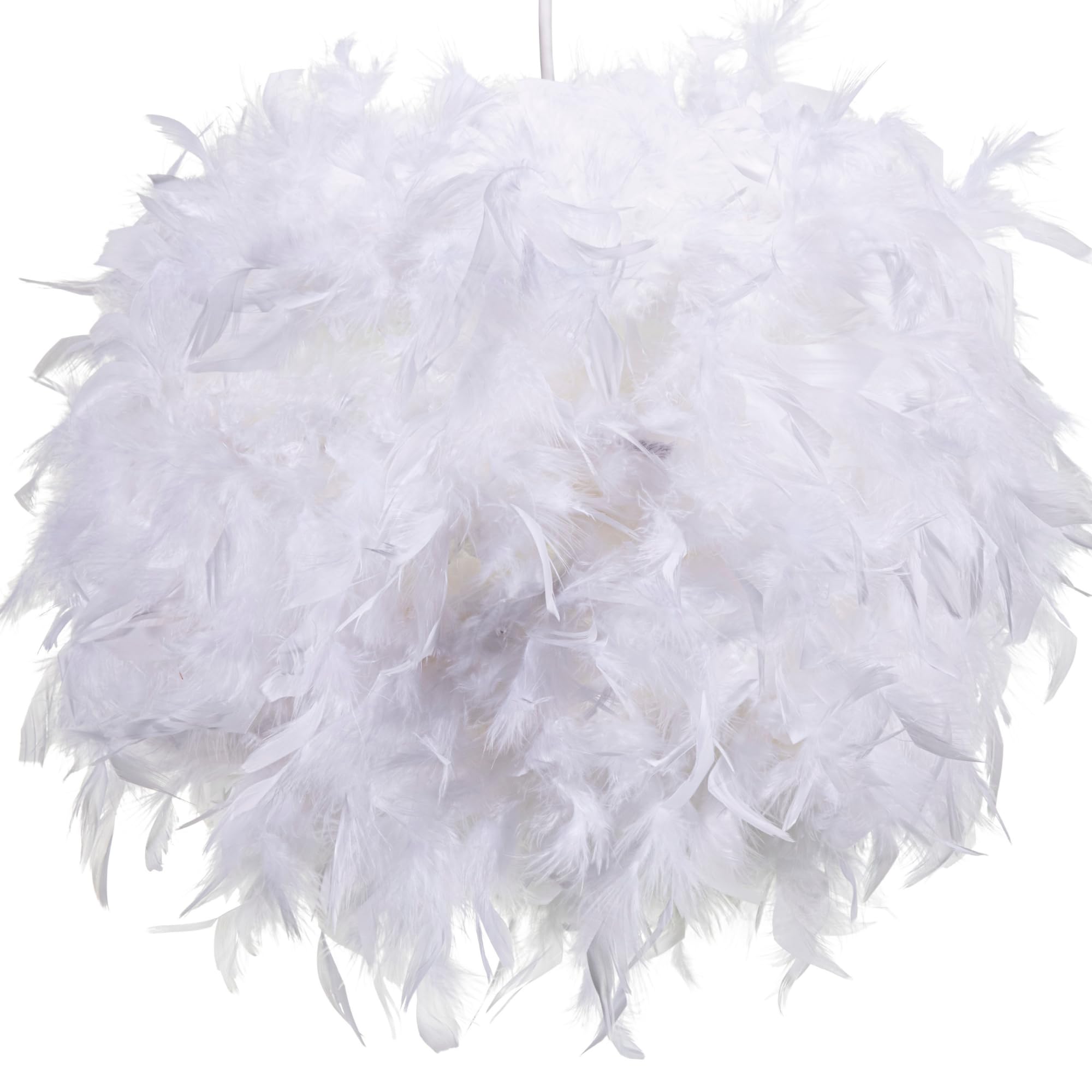 30cm White Feather Light Shade, Lamp for Pendant Ceiling Light, Table Lamp, Fluffy Feather Lampshade Ceiling Light Shade for Living Room, Bedroom by Klass Home Collection