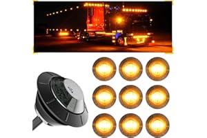 BJZ 3/4'' LED Trailer Marker Clearance Lights Amber Round 12V LED Side Marker Front Rear Stop Turn Signal Tail Indicator Light Waterproof for Trailer Truck ATV UTV RV Van Pickup, 10Pcs w/Smoked Lens