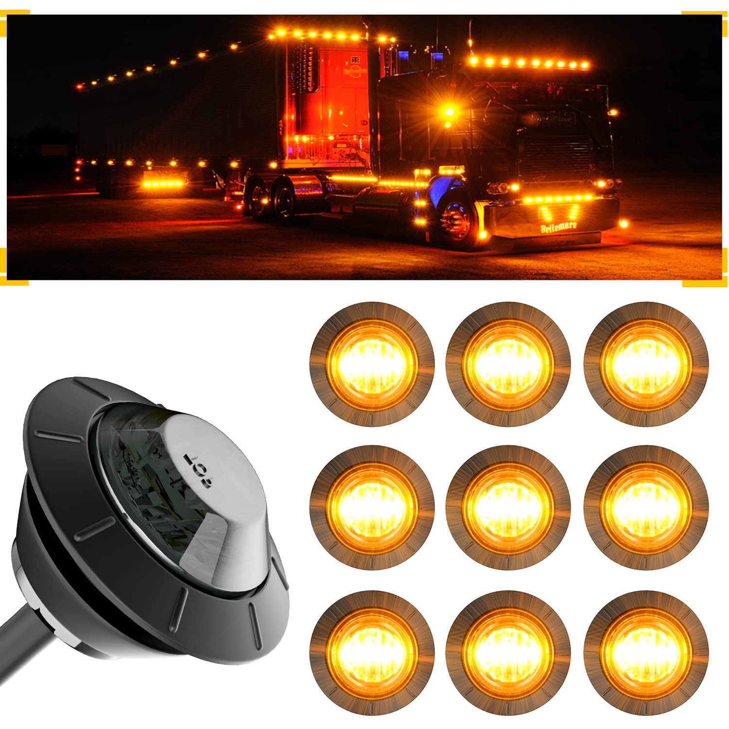 BJZ 3/4'' LED Trailer Marker Clearance Lights Amber