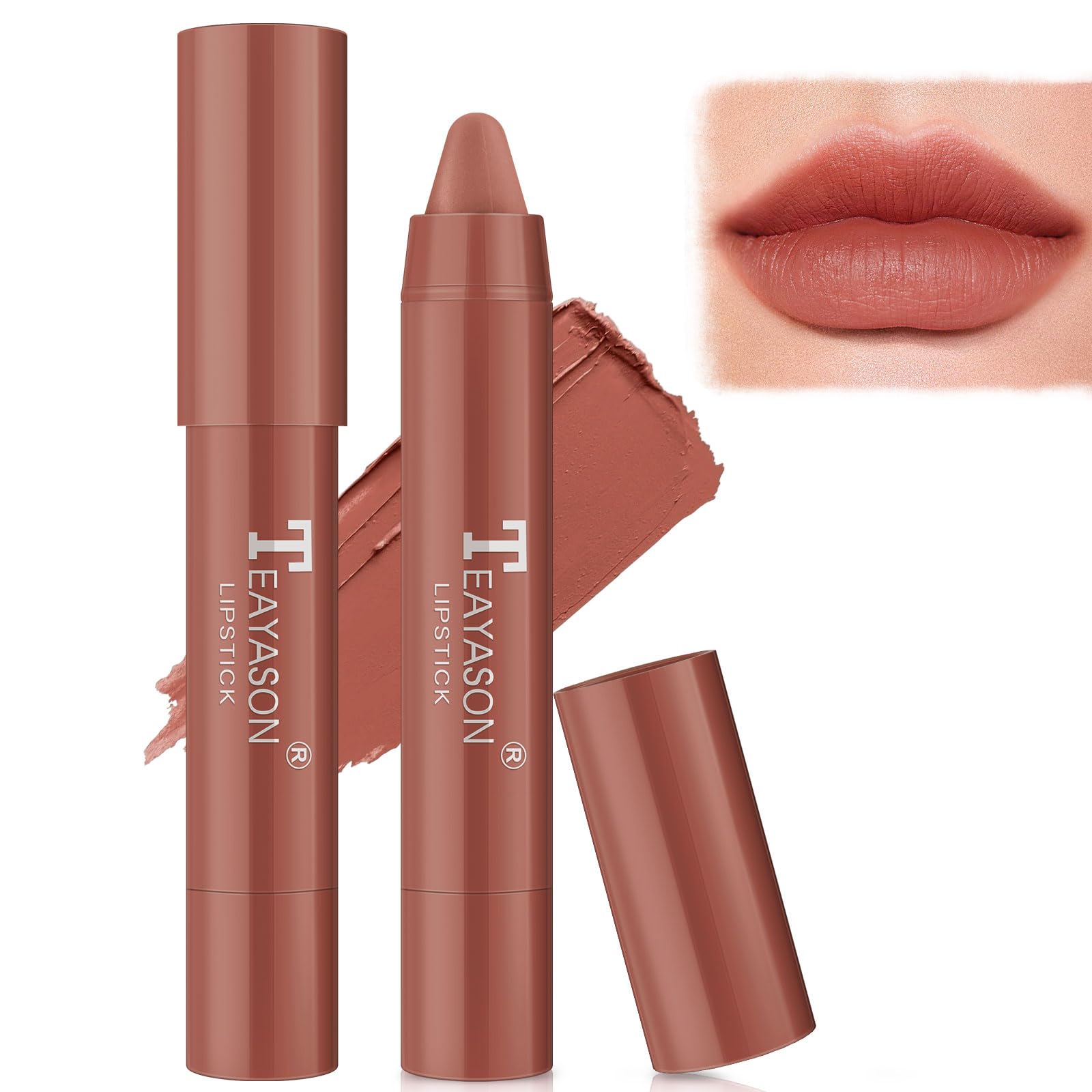Matte Long Lasting Lip Stick - Water Proof Velvet Crayon Pencil Natural Lipstick (06#, 18.3g)