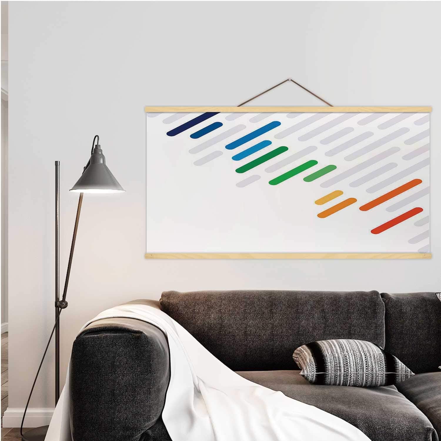 Hitecera Rainbow Dash Abstract Lines Background Pattern Illustration Pattern,Hanging Posters Abstract for Decor 24''W x 12''H