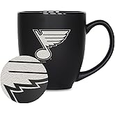 Rico Industries NHL Hockey 15oz Matte Black Ceramic Bistro Mug