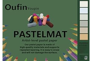 Oufin Youpin Pastelmat Glued Pad - Palette No. 1 - (8.3×5.8Inches) 21x 14.8 cm - 350g - 12 Sheets - White, Sky Blue, Sky Gree