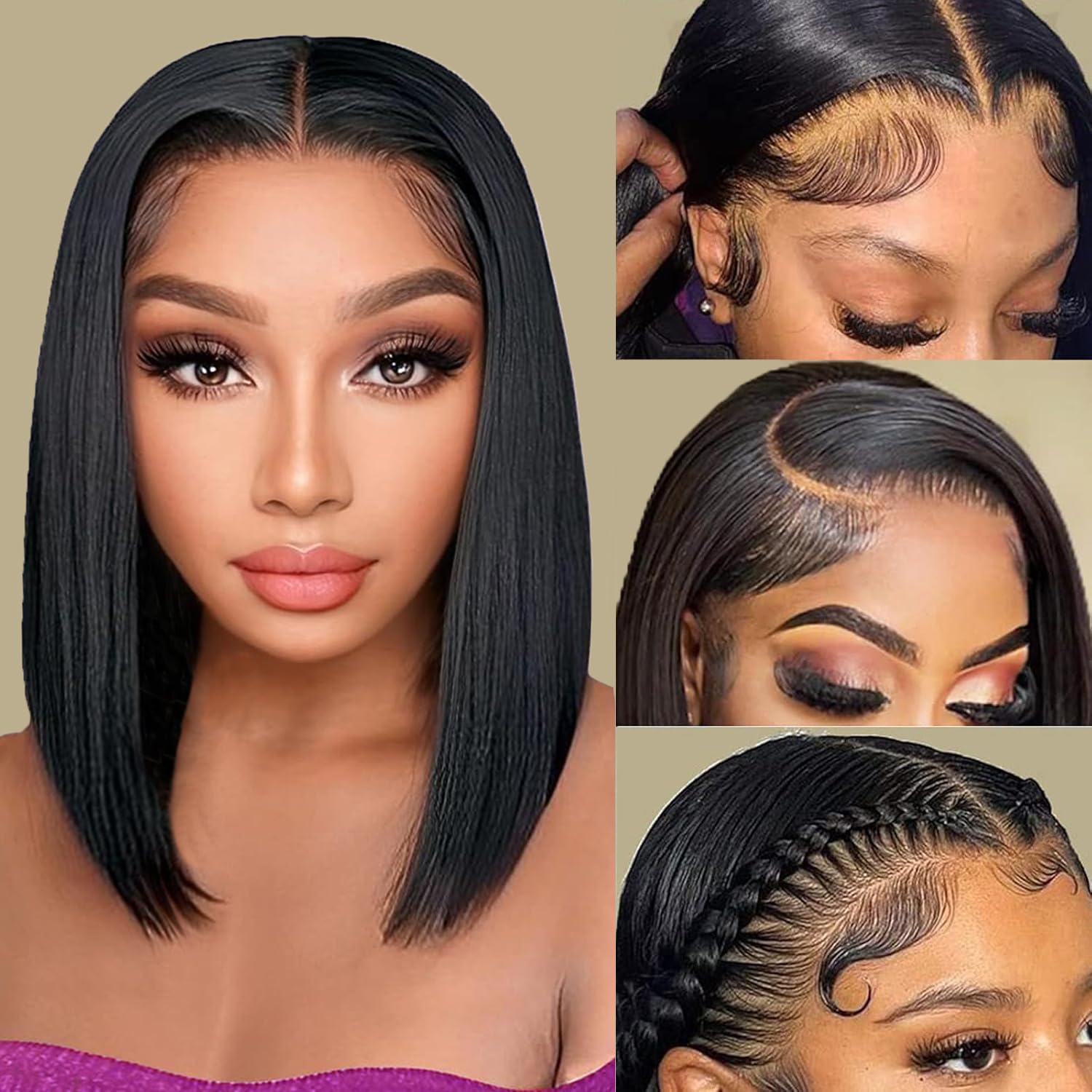 Lace Front Bob Wigs – Natural, Stylish & Flawless HD Lace Bob Wigs 1 Mua Superfect Bob Wig Human Hair 13x4 Lace Front Wigs Human Hair Pre Plucked 14 Inch Straight HD Lace Frontal Short Glueless Wigs for Women with Baby Hair 180% Density Natural Black