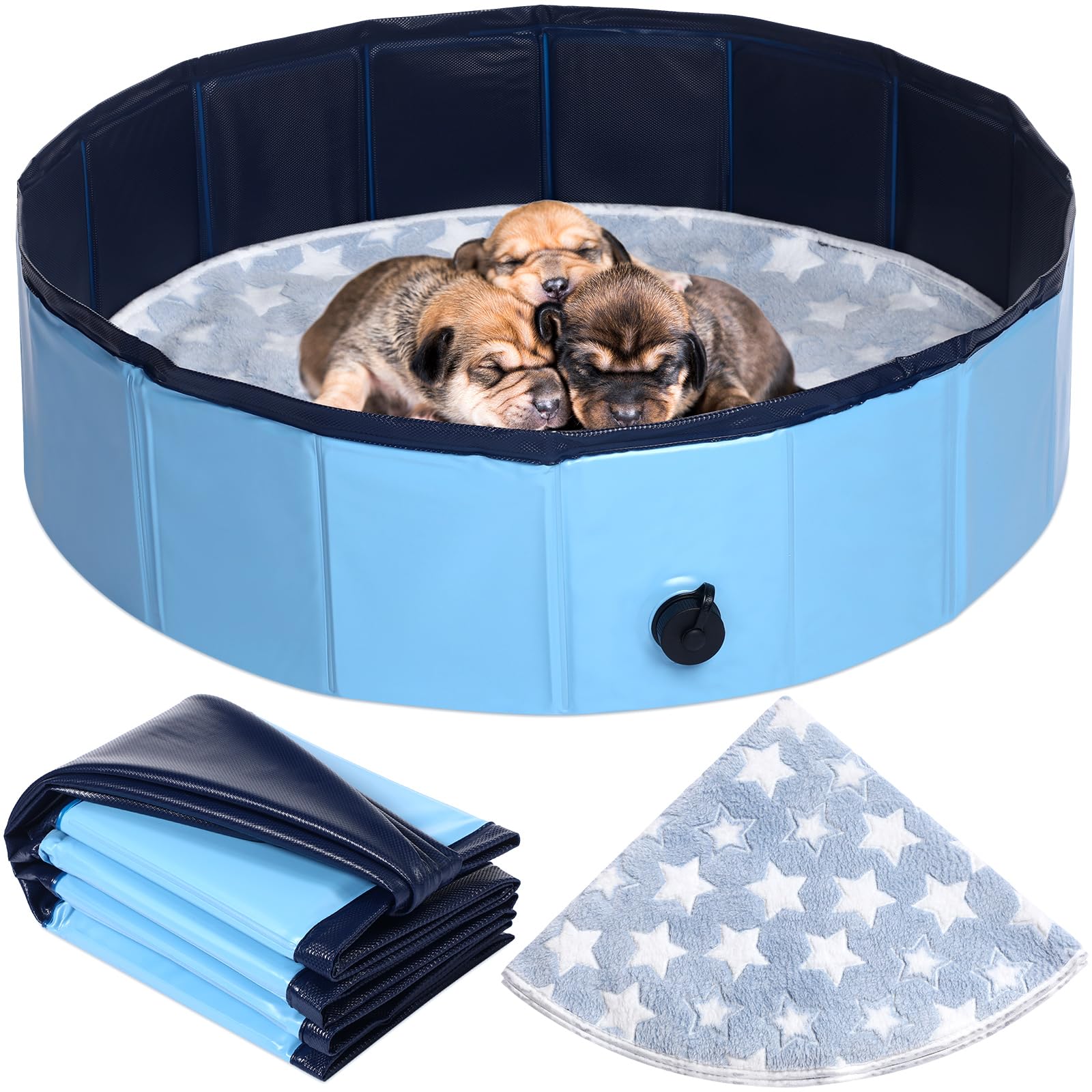 Photo 1 of ***MAJOR DAMAGE*** Mindsoft Whelping Pen for Dogs Portable Whelping Box Pool for Small Dogs Puppies with Reusable Pee Pad Washable(Blue,32 x 8 Inch)