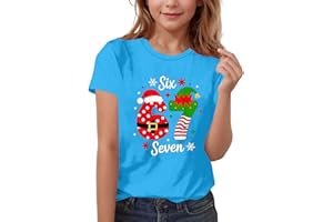 Girls Six Seven Tops Ugly Christmas Tees Funny 6 7 Meme Graphic Shirts Short Sleeve Casual Cute Xmas Tshirt for Kids