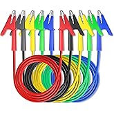 Goupchn 5PCS Alligator Clips Test Leads Dual Ended Crocodile Wire Cable with Insulators Clips Test Flexible Copper Cable for Electrical Testing 6.56ft/2m