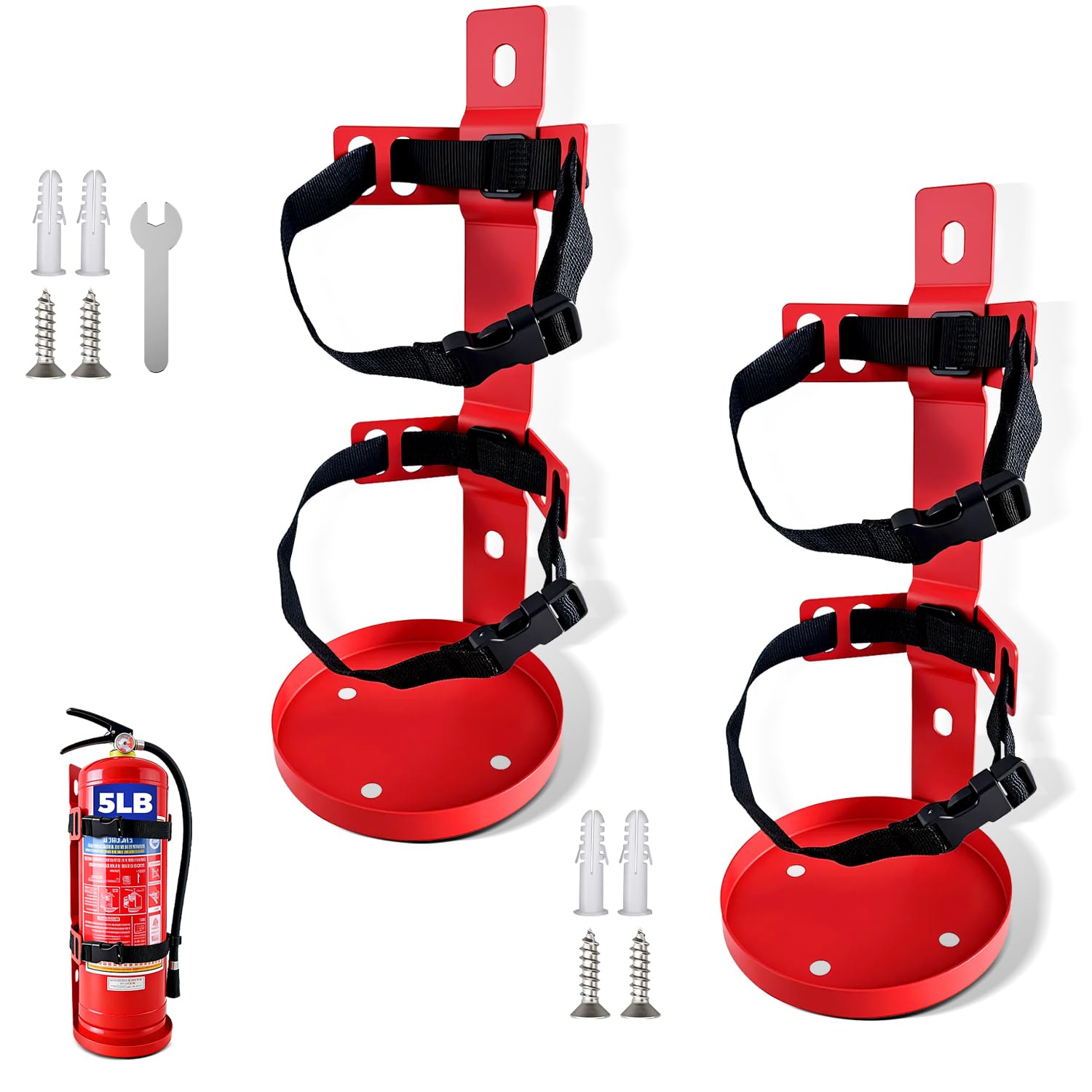 Photo 1 of 2 PCS Fire Extinguisher Wall Mount Bracket, Heavy Duty Quick Release Metal Holder for 5 lb Extinguishers