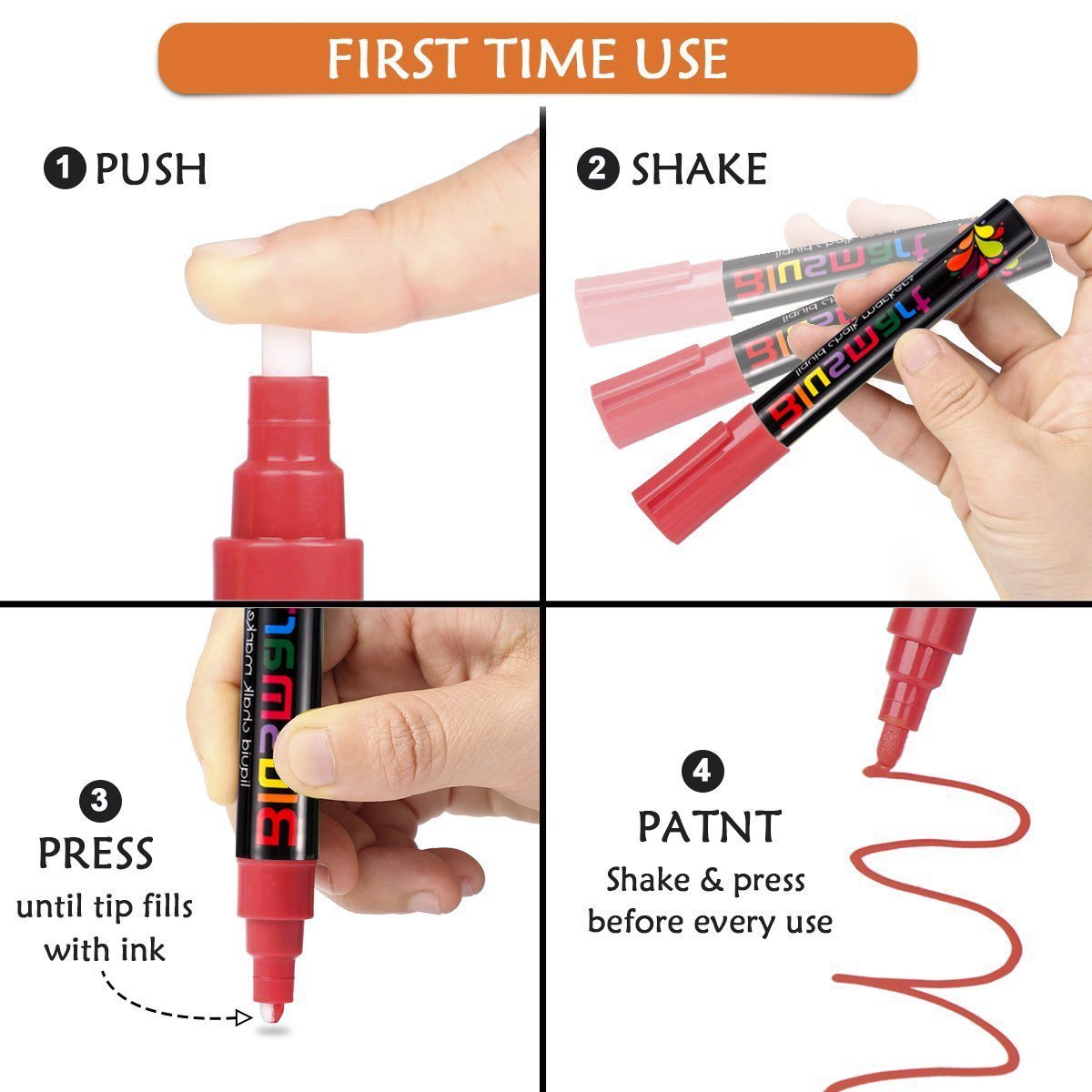 Chalk Markers, Blusmart 12 pack Colorful Erasable Glass Window Pens with 40 Chalkboard Labels, Reversible Tips 6mm+3mm, Children Friendly