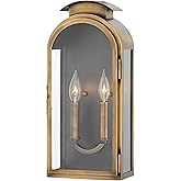 Hinkley Rowley Two Light Outdoor Medium Wall Mount, Light Antique Brass w/Clear Glass