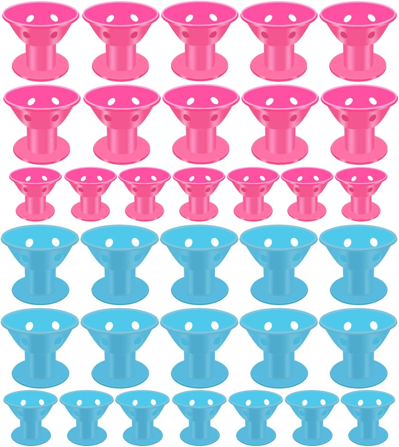 Luckkyme 40 Pack Hair Curlers Rollers Silicon Hair Style Rollers No Clip Hair Style Rollers Soft Magic DIY Curling Hairstyle Tools (Pink & Blue)