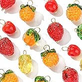 Gelirda 20Pcs Mixed Styles Lampwork Fruit Pendant Handmade Lemon Orange Apple Strawberry Charms for DIY Crafts Jewelry Making