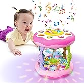 Baby Girl Toys for 6-12 Months Ocean Rotating Light Up Musical Toys Tummy Time Infant Toys 3-6 12-18 Months Baby Girl Toys 1 2 Year Old(Pink)