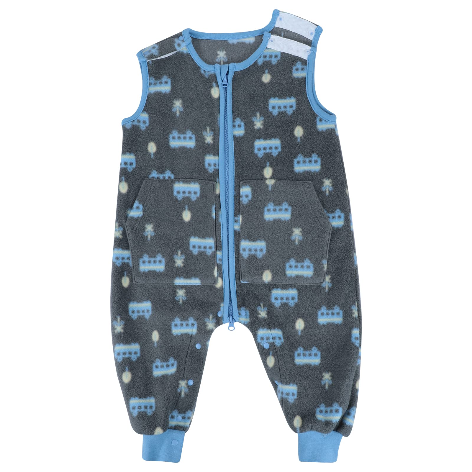 FLYISH DIRECT Baby Sleeping Bag 1 TOG, Toddler Sleeping Bag with Feet, Baby Sleep Sack, Super Soft Fleece Sleeping Bag for Baby, 12-18 months, Grey Car