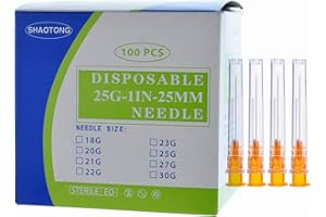 SHAOTONG Disposable sterile needles 100Pack (25G-1IN)