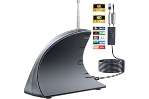 ZLLYYFDHXLWSX 2024 Newest TV Antenna Indoor, Antenna for Smart TV- 4K Clear Digital Signal Enhancer with Retractable Design, Ultra-Long Coaxial Cable, Covers 980+ Miles, Supports All Local Channels (Black)