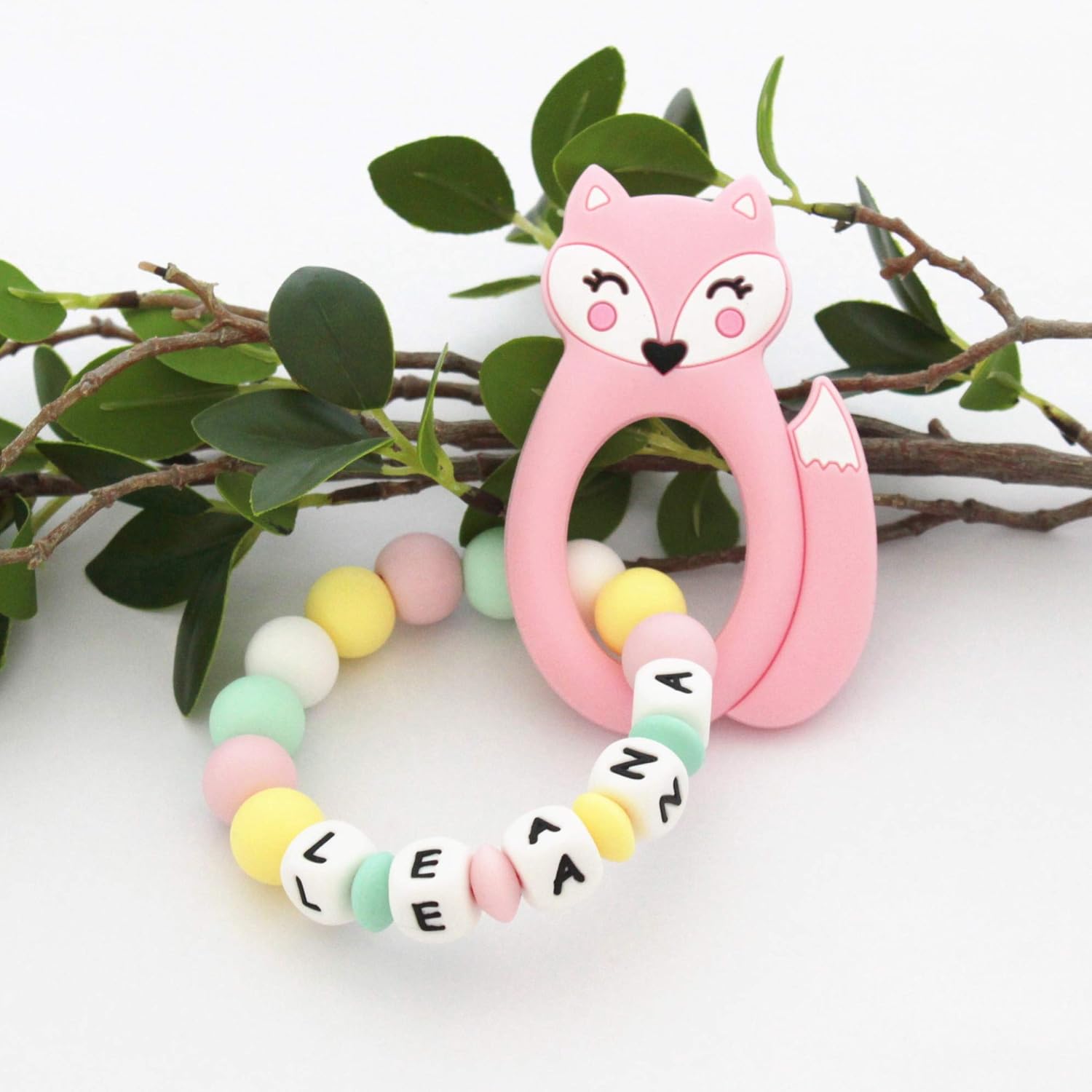 Personnalise Avec Le Prenom De Bebe Hochet De Dentition Renard Rose En Perles En Silicone Bebe Et Puericulture Produits Handmade Dwteam In Personnalise Avec Le Prenom De Bebe Hochet De Dentition Renard Rose En Perles En Silicone Bebe Et Puericulture Produits Handmade Dwteam In
