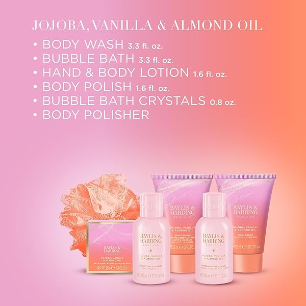 BAYLIS & HARDING JOJOBA, VANILLA & ALMOND OIL LUXURY PAMPER PRESENT GIFT SET FOR WOMEN – VEGAN FRIENDLY
