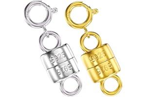 OHINGLT 925 Sterling Silver Magnetic Necklace Clasps and Closures,Gold and Silver Magnetic Clasp Converter for Jewelry Making