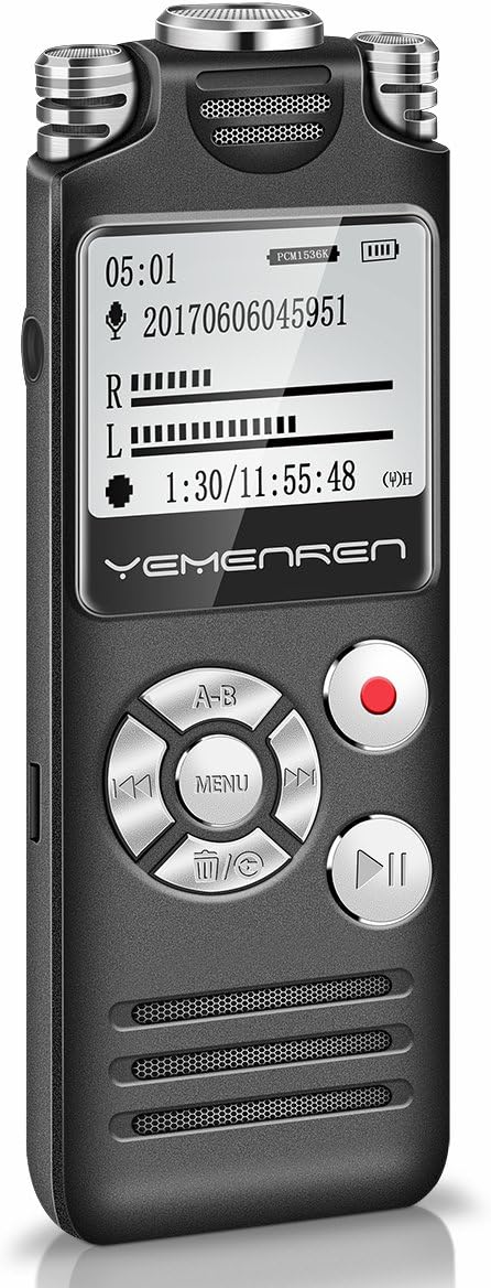 Voice Recorder,Audio Sound Recorder Dictaphone,Digital Activated Voice Recorder with 8GB TF-Card,MP3 Player,One Button Recording and Saving,Perfect Rechargeable Voice Recorder for Lectures, Meetings