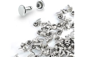 COOBIGO 200Sets 6mm Round Cap Leather Rivets, Double Cap Rivets Tubular Metal Studs Rivets for Leather Purse Keyrings Repair and Crafts Decoration (6mm Silver)