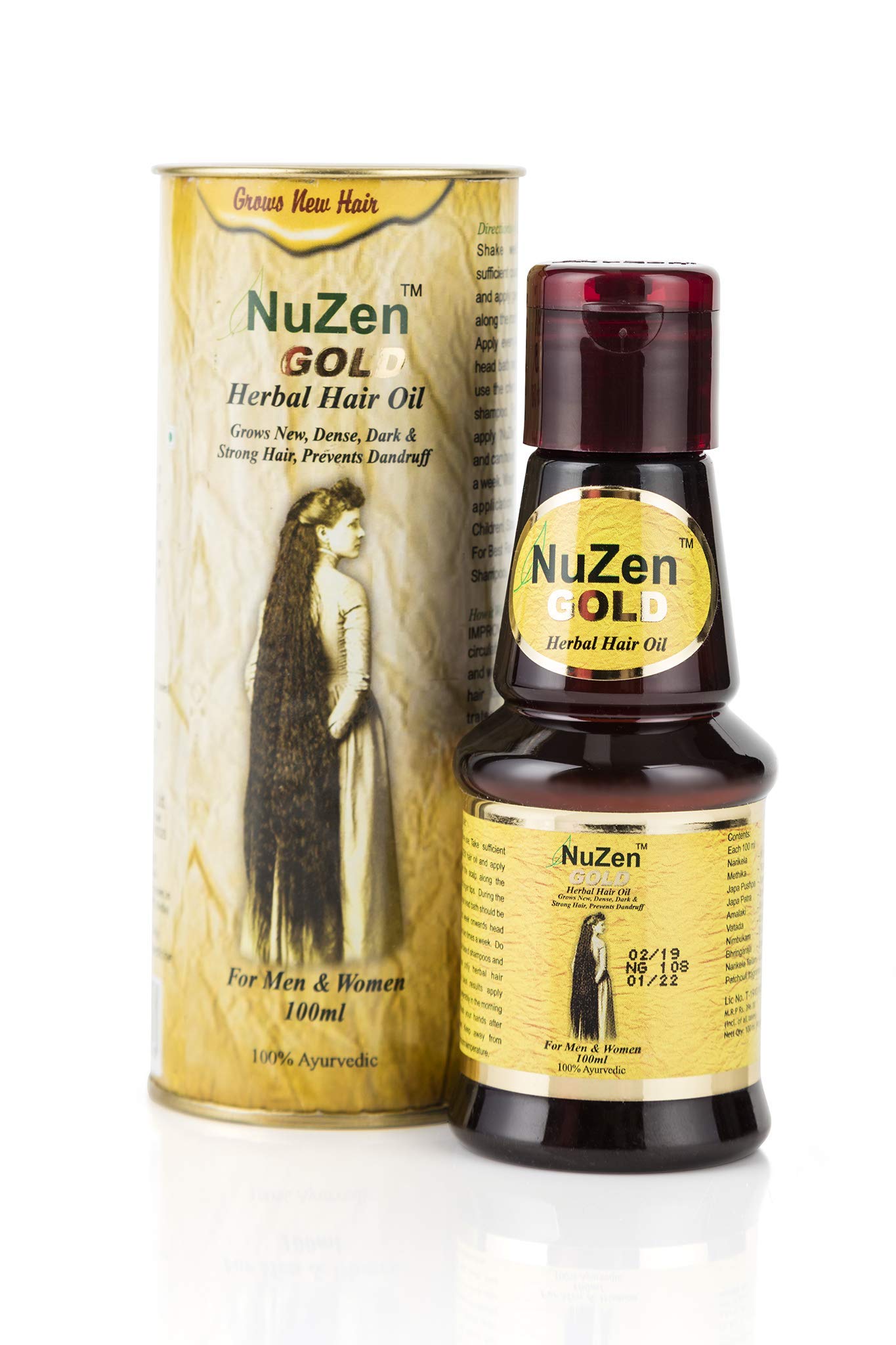 Nuzen Gold Herbal Hair Oil Promotes Hair Growth & Regrows Strong New Hair 100ml