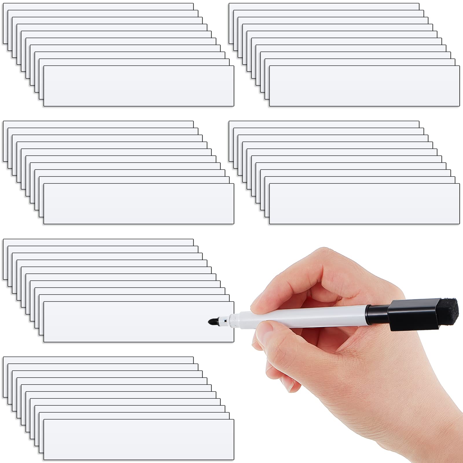 Photo 1 of Deekin 60 Pack 2.36 x 0.51 Inches Magnetic Baseball Lineup Board Tabs White Magnetic Dry Erase Labels Write Wipe Magnet Strip for Dugout Name Tags Softball Line up Board Clipboard Calendar Home Office